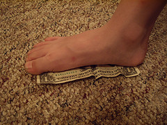 Xavier's good foot.